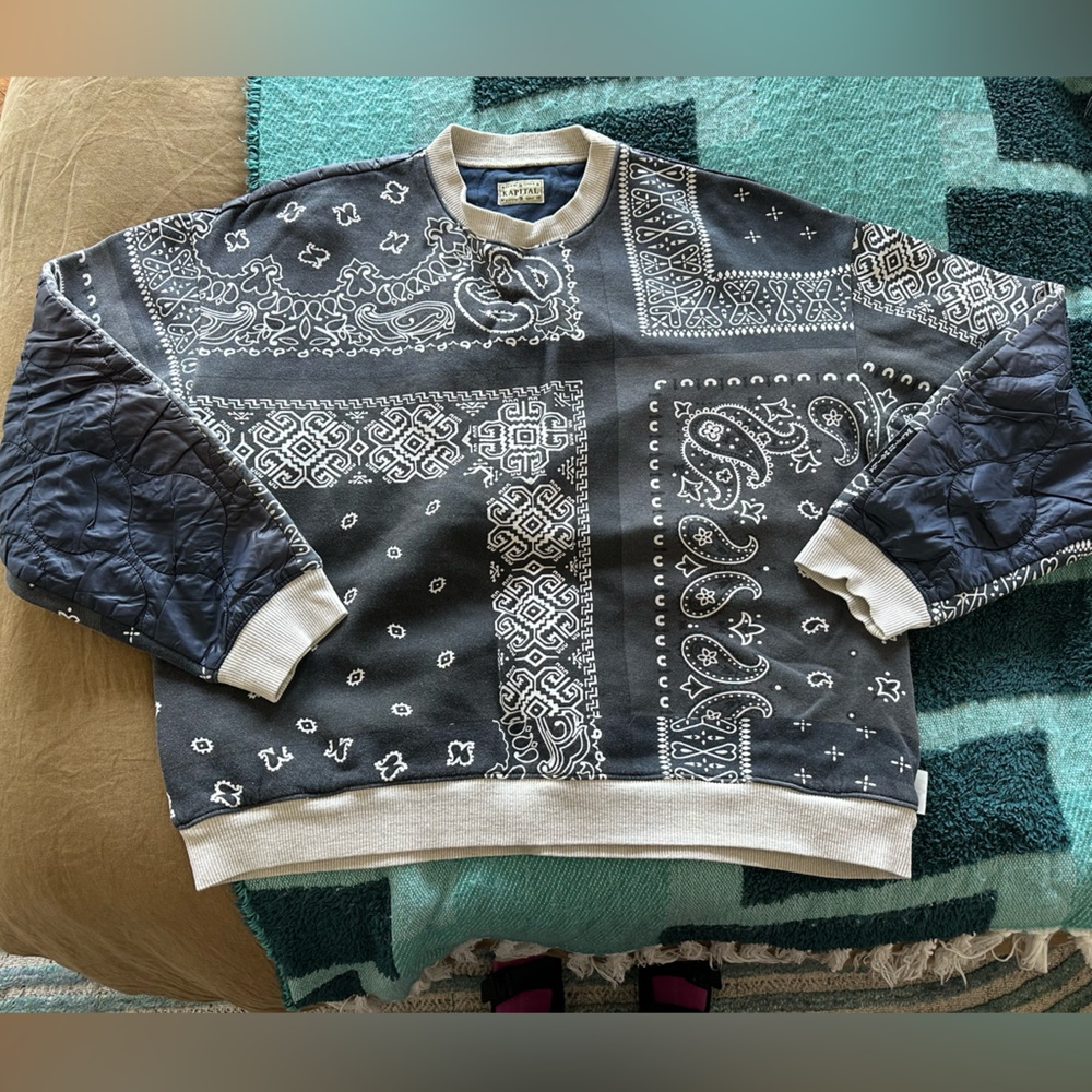 Kapital Japan men’s mixed material crewneck. Size 3. Material contents listed